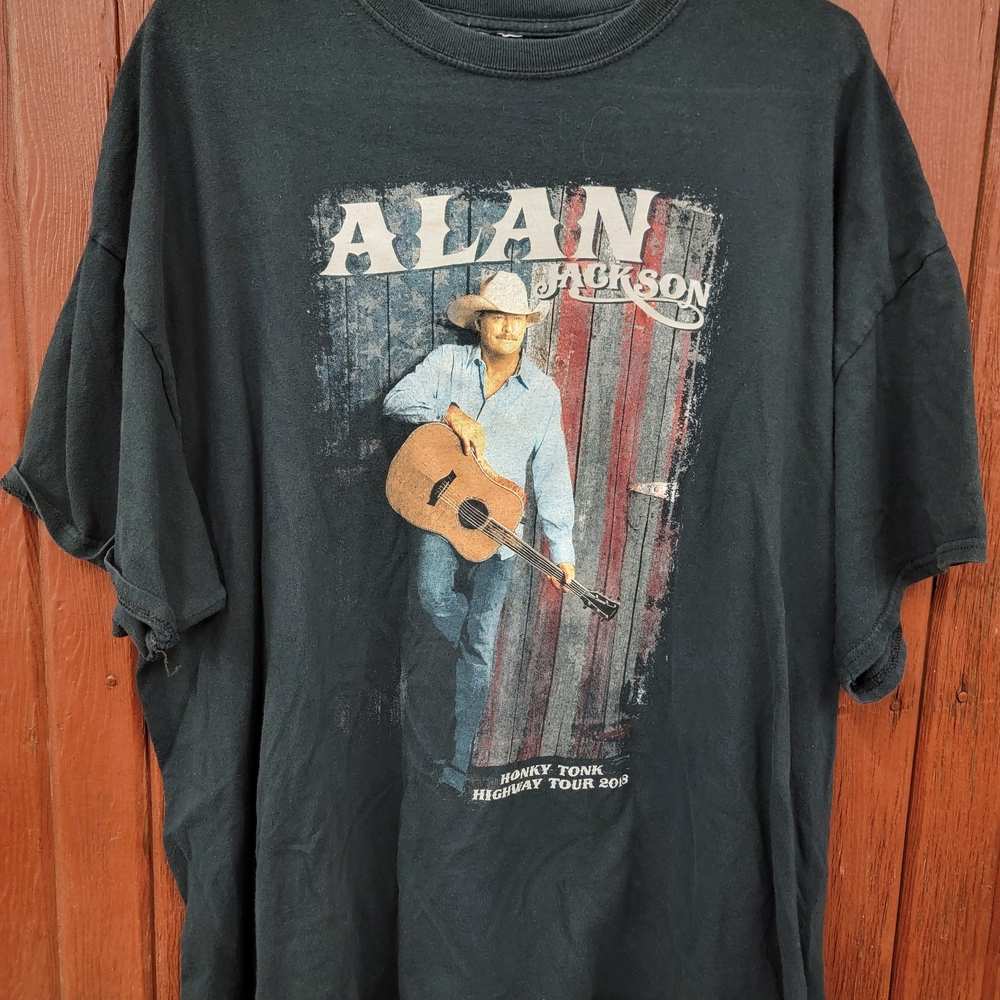 Alan Jackson Honky Tonk Tour 2018 Black Graphic T-Shirt Size Large